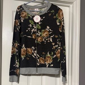 Wanna B Gray Jacket with Floral Design